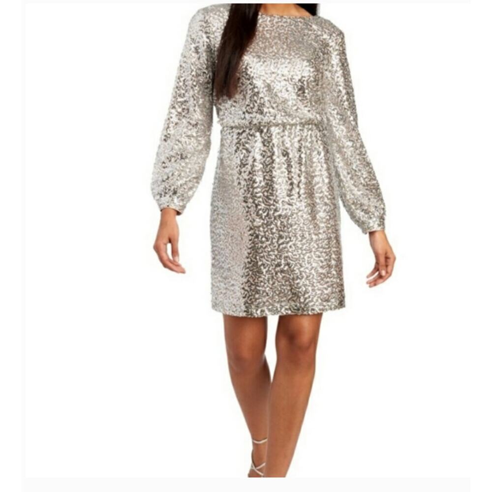 NWT Julia Jordan Silver Sequin Formal Cocktail Dress size 12